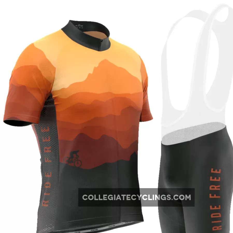 Men's Ride Free Sunset Short Sleeve Cycling Kit - sunset cycle