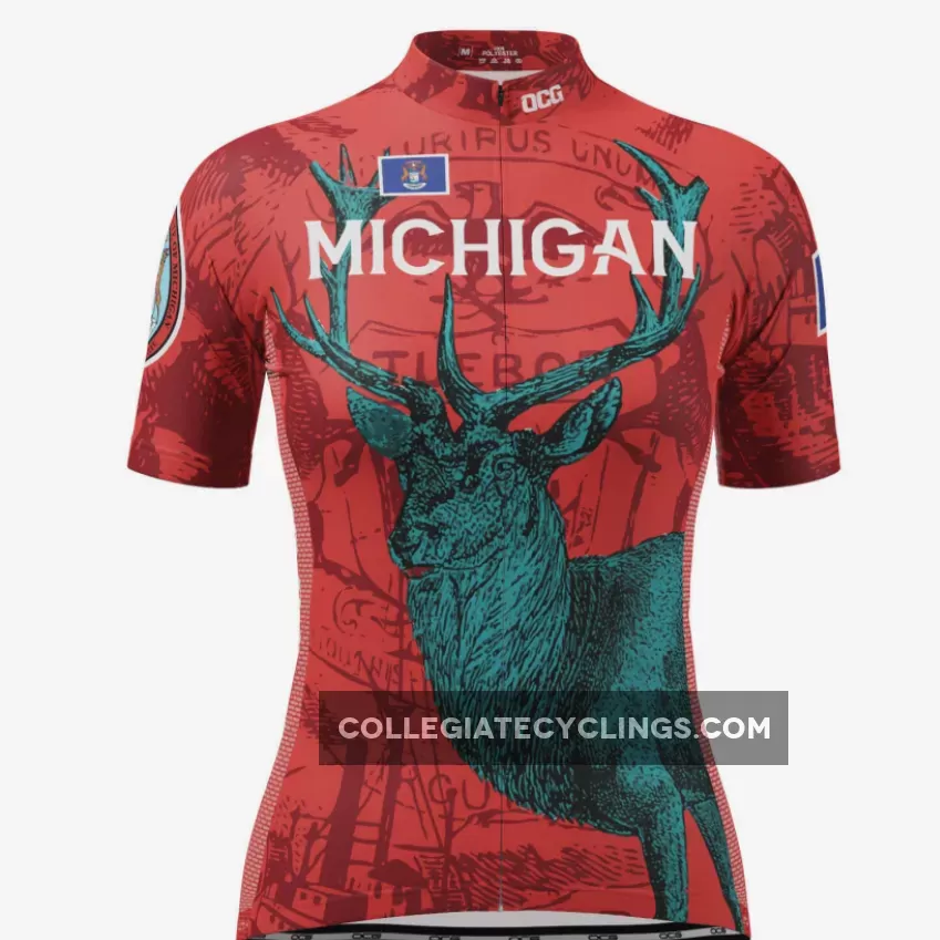Women's Michigan US State Short Sleeve Cycling Jersey