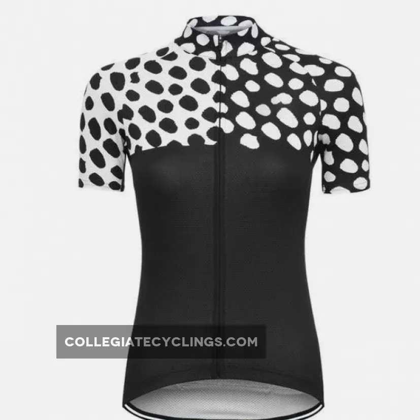 Online Women's Leopard Spots Black Cycling Jersey