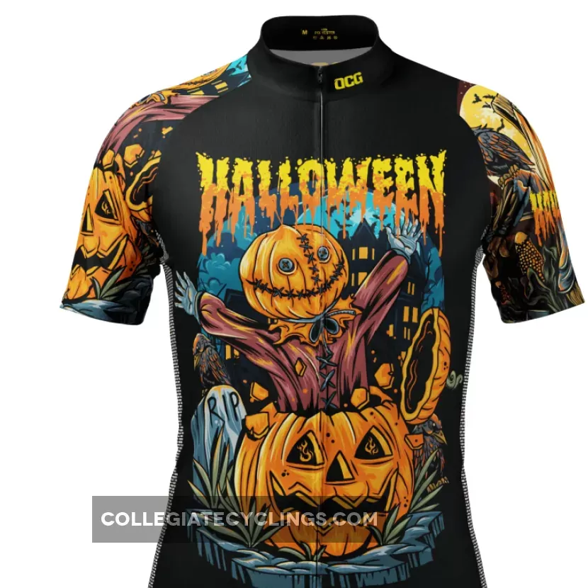 Men's Halloween Scarecrow Pumpkin Head Short Sleeve Cycling Jersey / pumpkin head scarecrow
