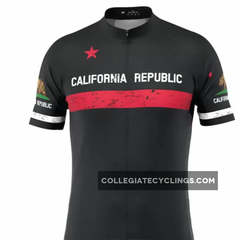 Men's California Republic Black Short Sleeve Cycling Jersey Discount
