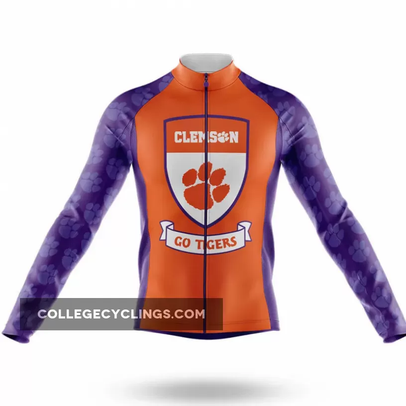 Clemson Tigers Shield Long Sleeve Cycling Jersey For Sale