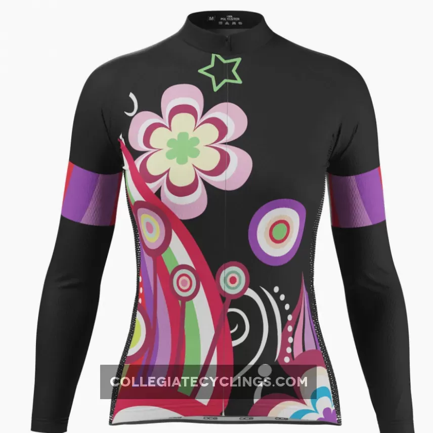 Women's Floral Black Long Sleeve Cycling Jersey Online
