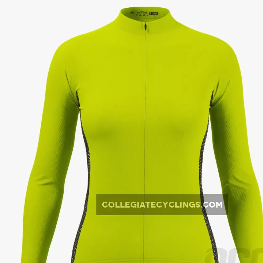 Women's High Viz Plain Colour Long Sleeve Cycling Jersey For Sale