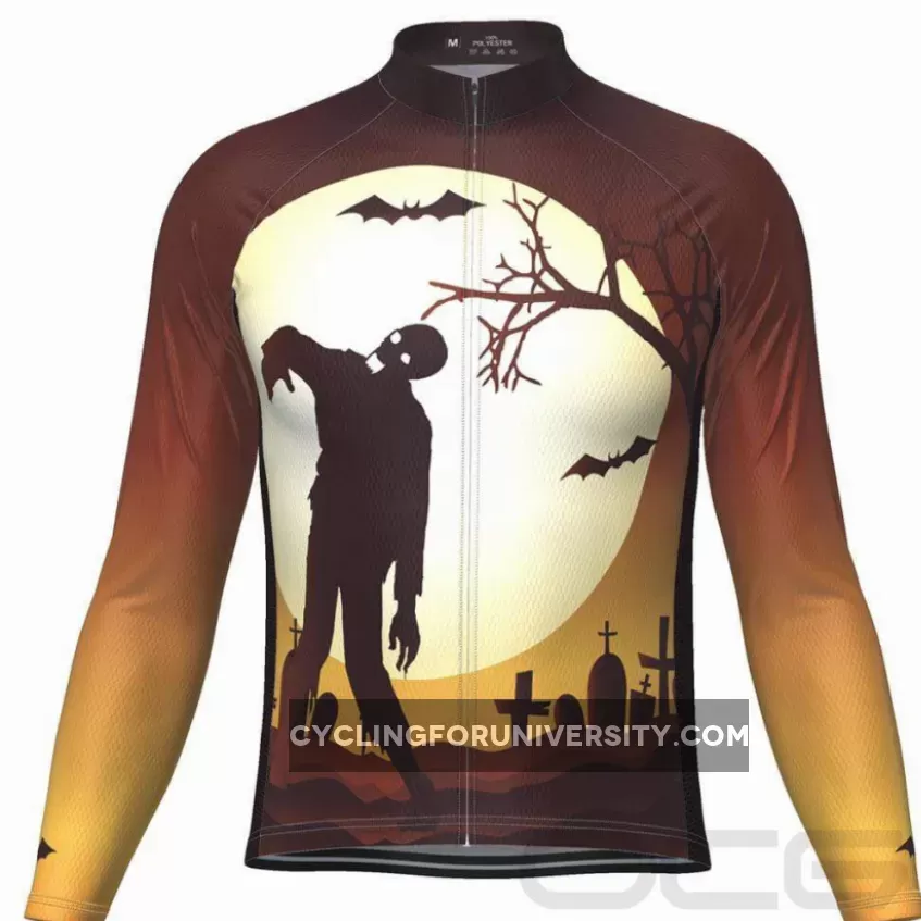 Men's Zombie Graveyard Long Sleeve Cycling Jersey Zombie Jersey