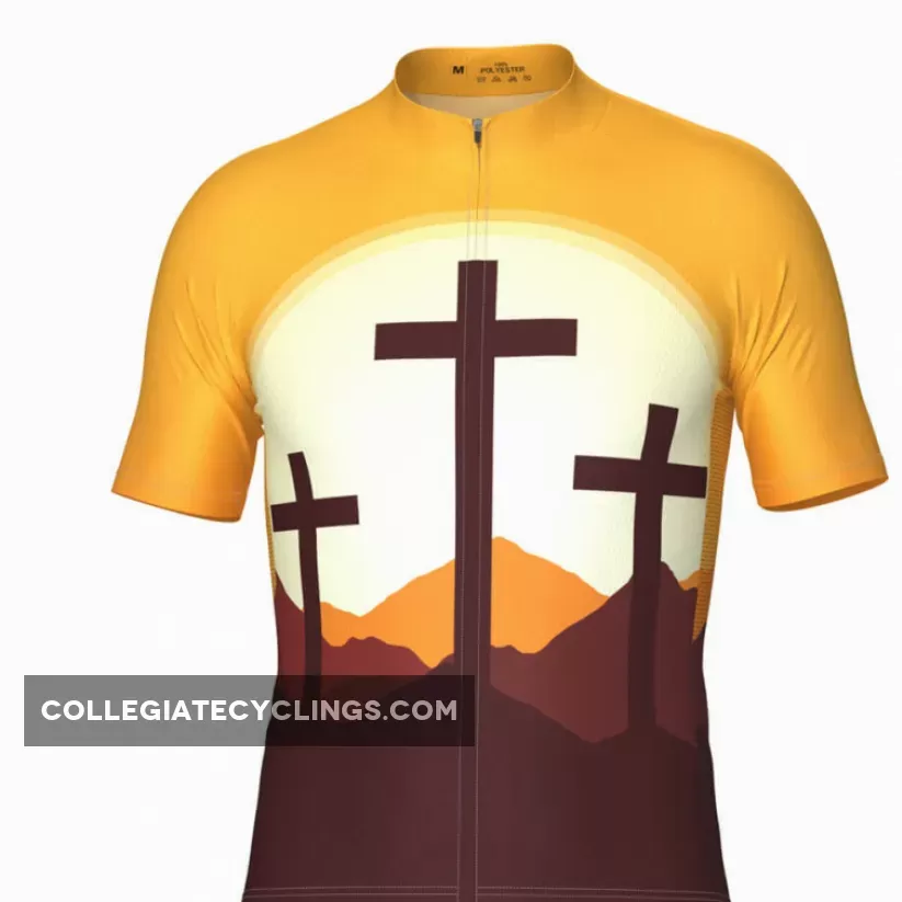 Men's Three Cross Christian Faith Short Sleeve Cycling Jersey