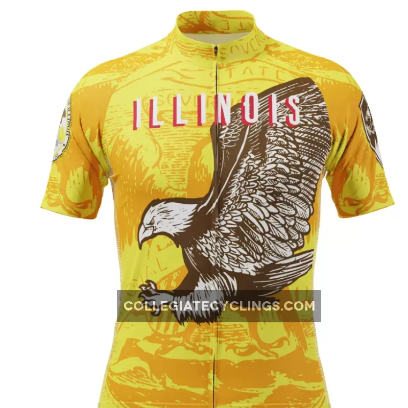 Men's Illinois Flag USA State Short Sleeve Cycling Jersey - illinois bike jersey