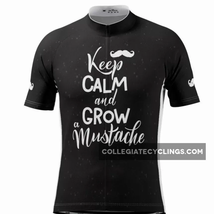 Online Men's Keep Calm Mustache Short Sleeve Cycling Jersey