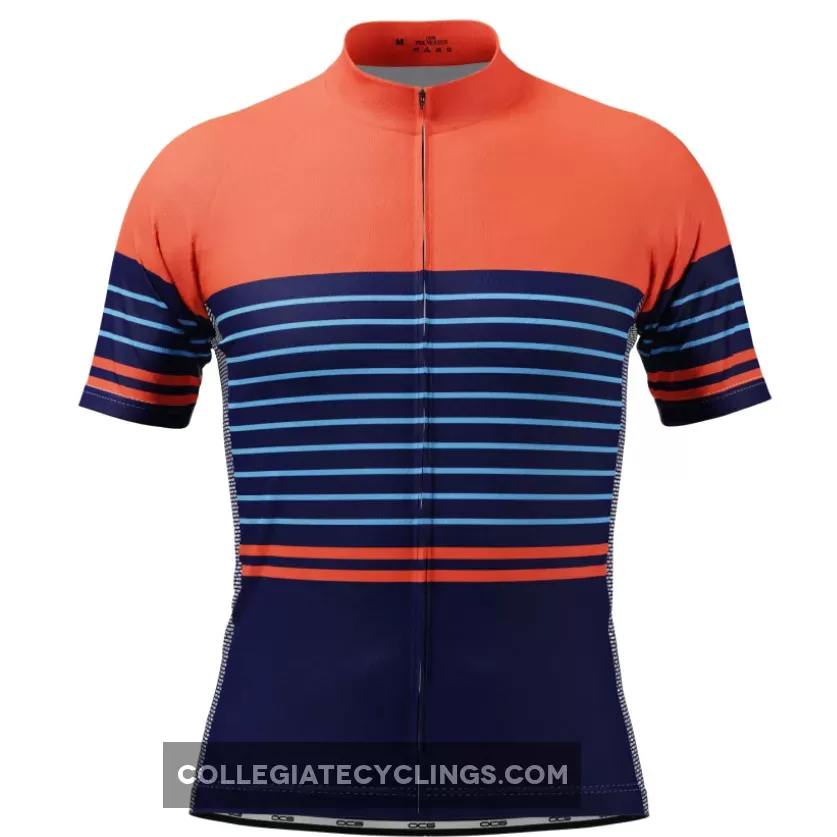 Men's Orange Blue Stripe Short Sleeve Cycling Jersey #blue cycling jersey