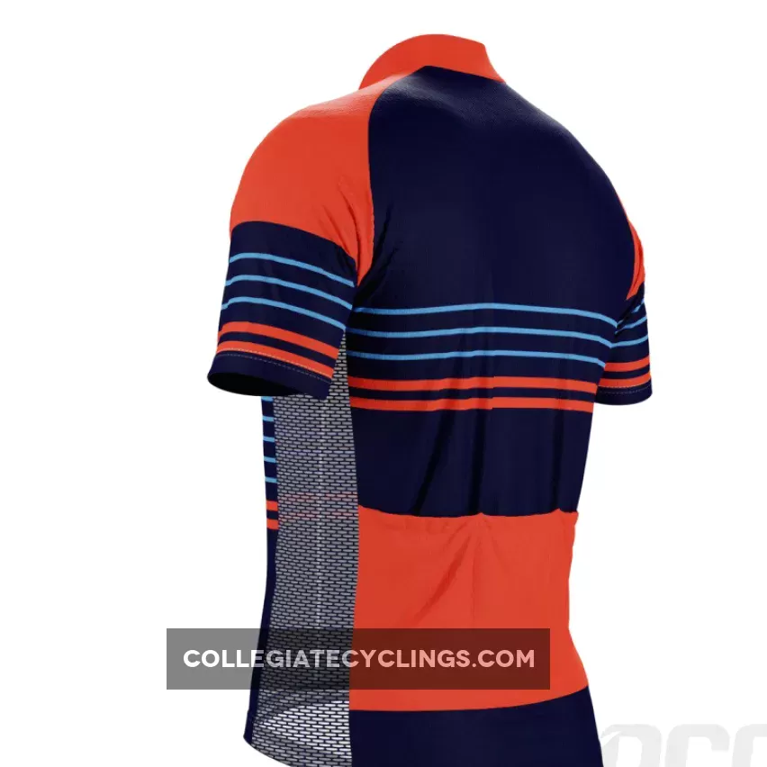 Men's Orange Blue Stripe Short Sleeve Cycling Jersey #blue cycling jersey