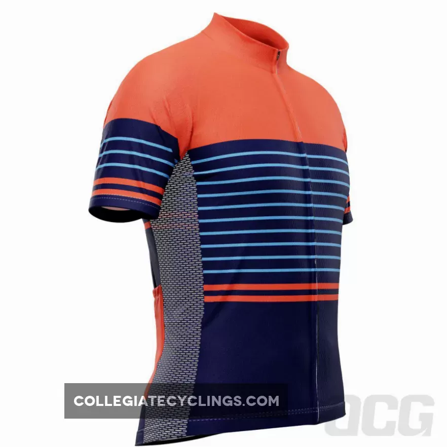 Men's Orange Blue Stripe Short Sleeve Cycling Jersey #blue cycling jersey