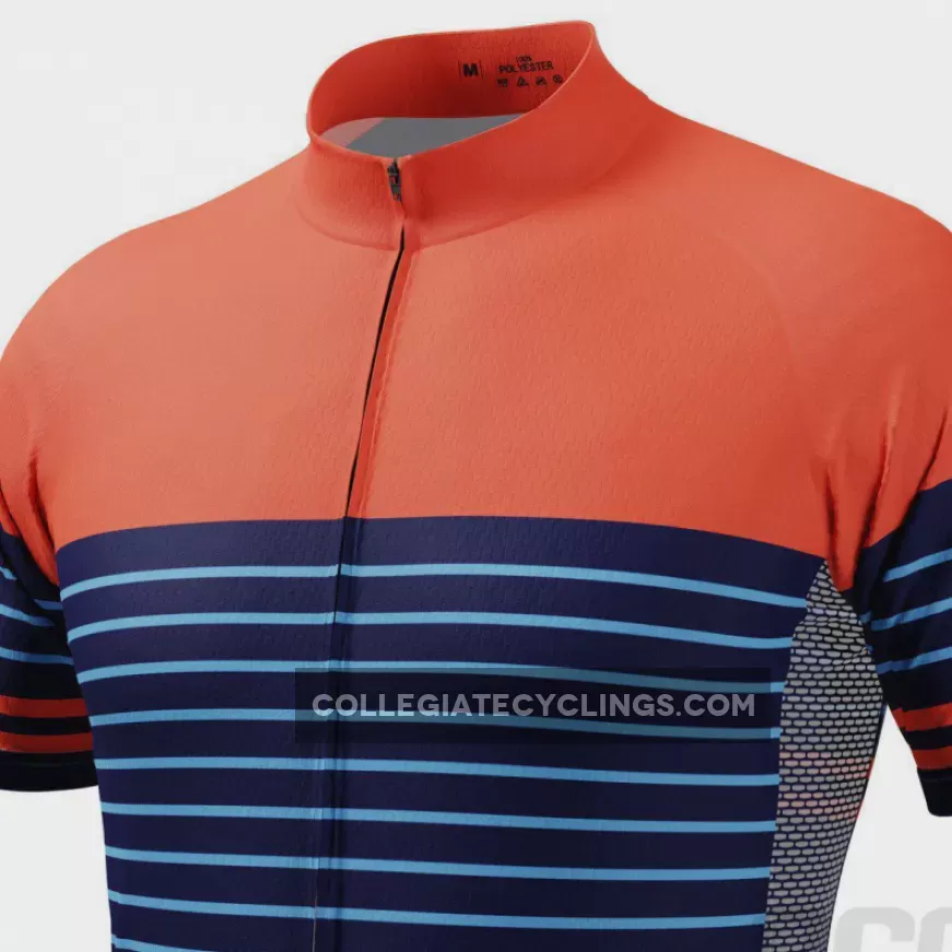 Men's Orange Blue Stripe Short Sleeve Cycling Jersey #blue cycling jersey