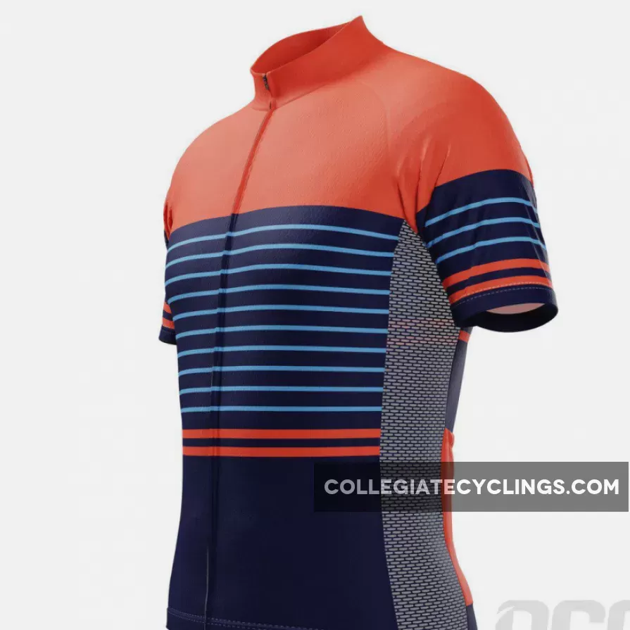Men's Orange Blue Stripe Short Sleeve Cycling Jersey #blue cycling jersey