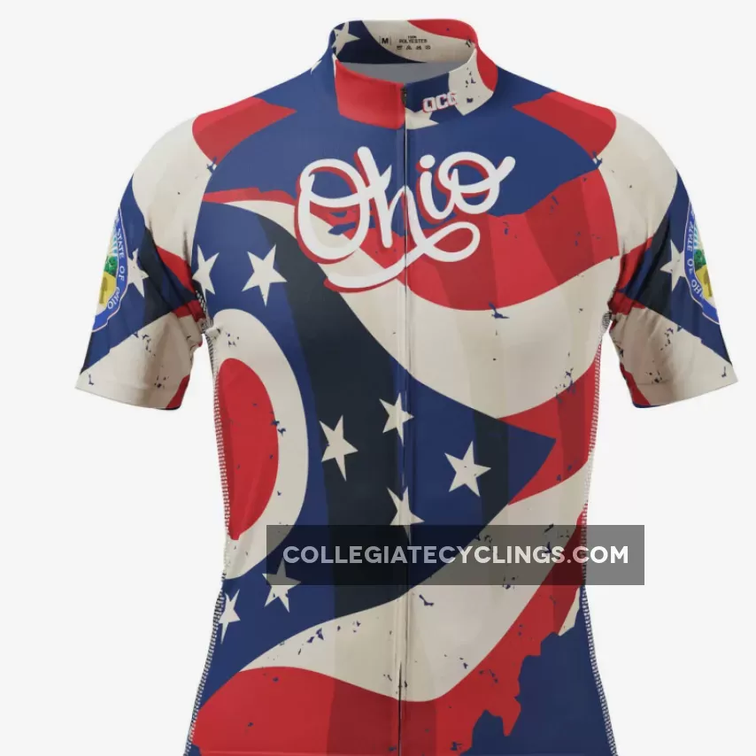 Ohio State Cycling Jersey / Men's Ohio Flag USA State Short Sleeve Cycling Jersey