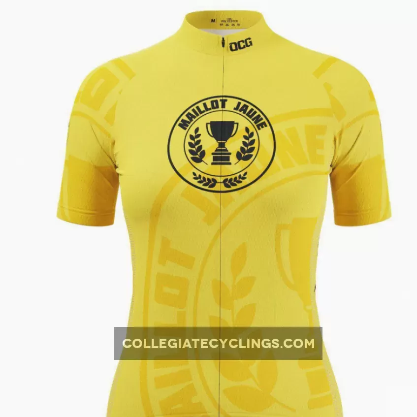 Online Women's Yellow Leaders Maillot Jaune Short Sleeve Cycling Jersey