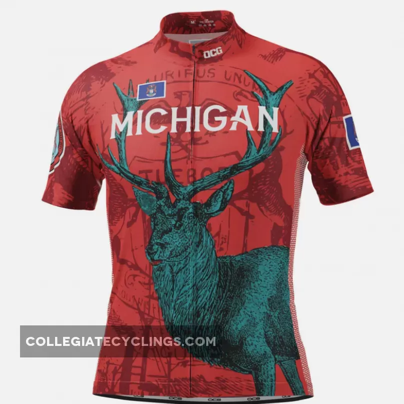 Men's Michigan US State Short Sleeve Cycling Jersey, michigan cycling jersey