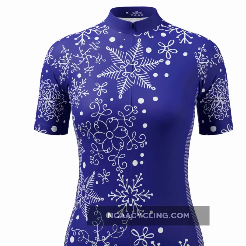 Women's Festive Snowflake Short Sleeve Cycling Jersey