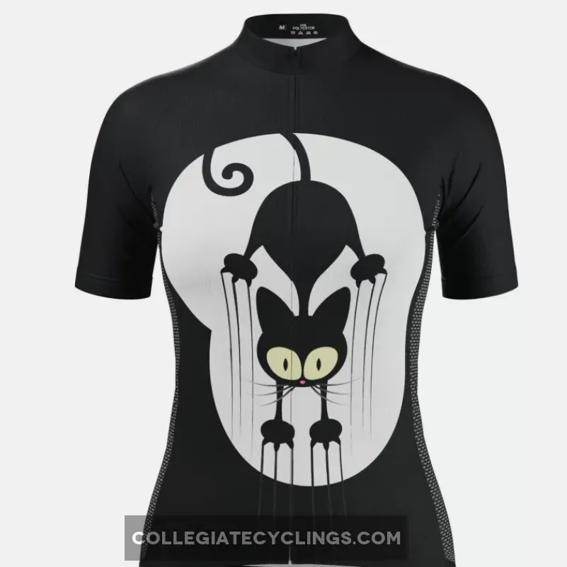 Women's Black Cat Clawing Short Sleeve Cycling Jersey Discount