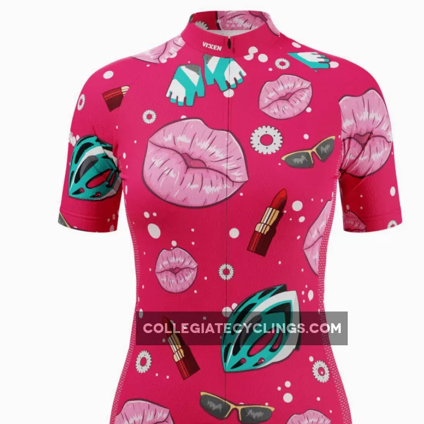 Vixen Women's Lipstick and Gears Short Sleeve Cycling Jersey / vixen lipstick