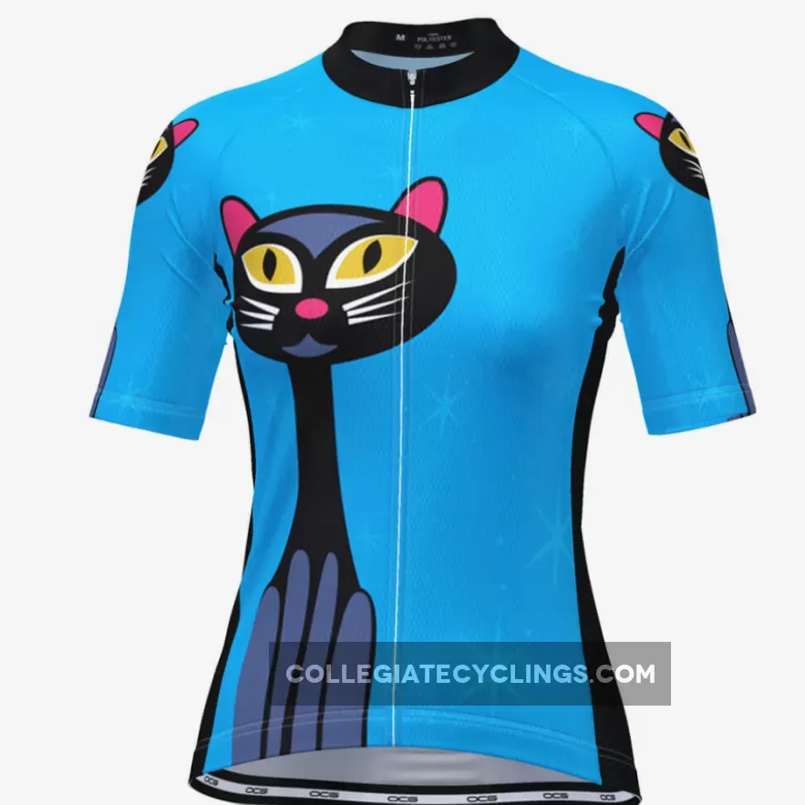 For Sale Women's Night Cat Blue Short Sleeve Cycling Jersey