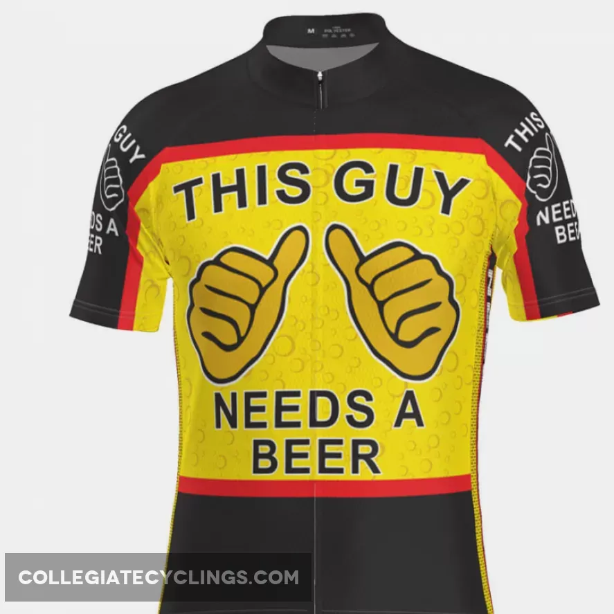 Men's This Guy Needs A Beer Short Sleeve Cycling Jersey Discount
