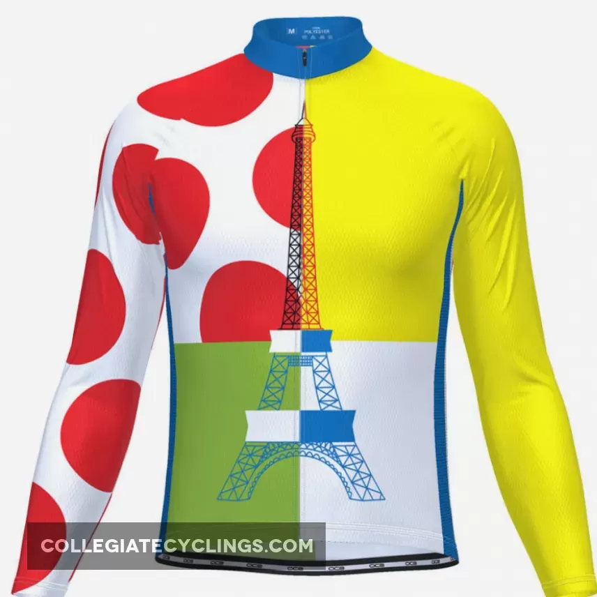 Men's Tour De France Leaders KOM Sprinters Long Sleeve Cycling Jersey For Sale