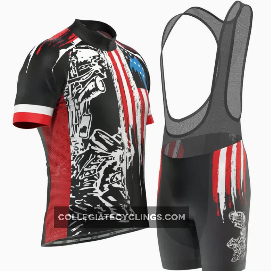 Men's Honor The Fallen USA Flag Short Sleeve Cycling Kit For Sale