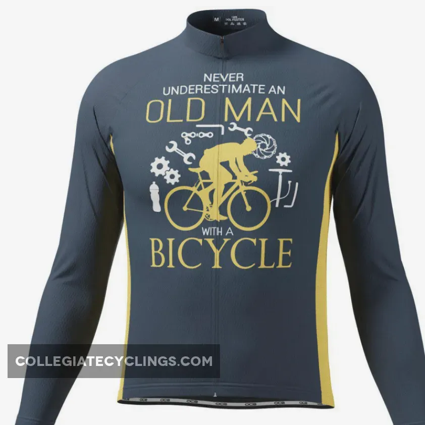 Men's Old Man Bicycle Long Sleeve Cycling Jersey - men's long sleeve cycling jersey