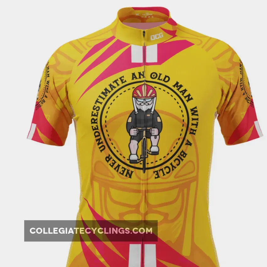 Never Underestimate An Old Man On A Bicycle / Men's Never Underestimate Old Man Bicycle Short Sleeve Cycling Jersey