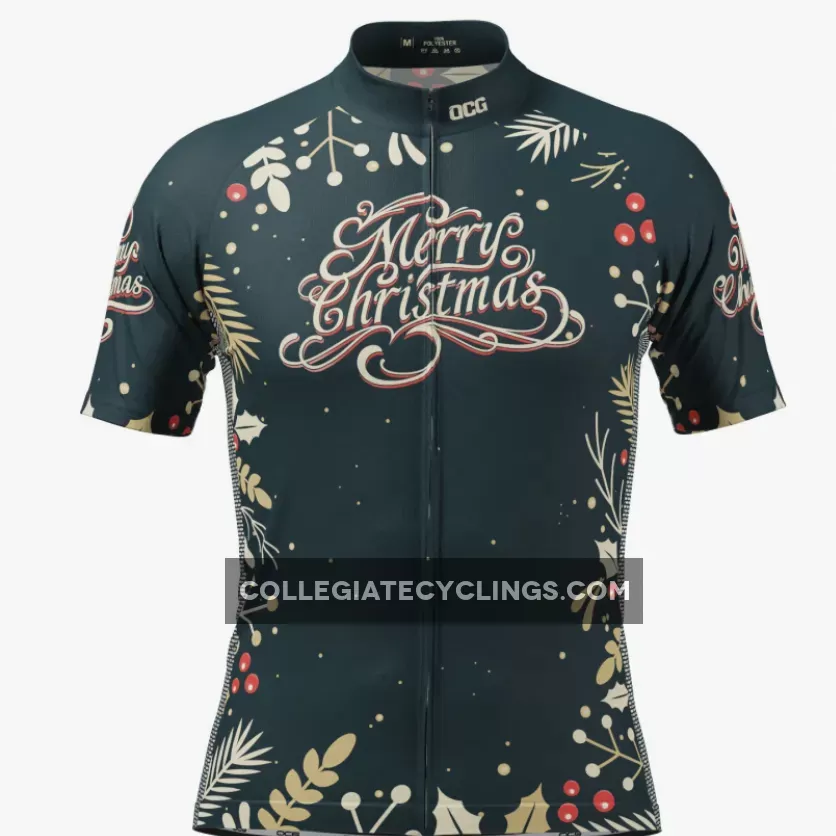 For Sale Men's Christmas Holly Short Sleeve Cycling Jersey