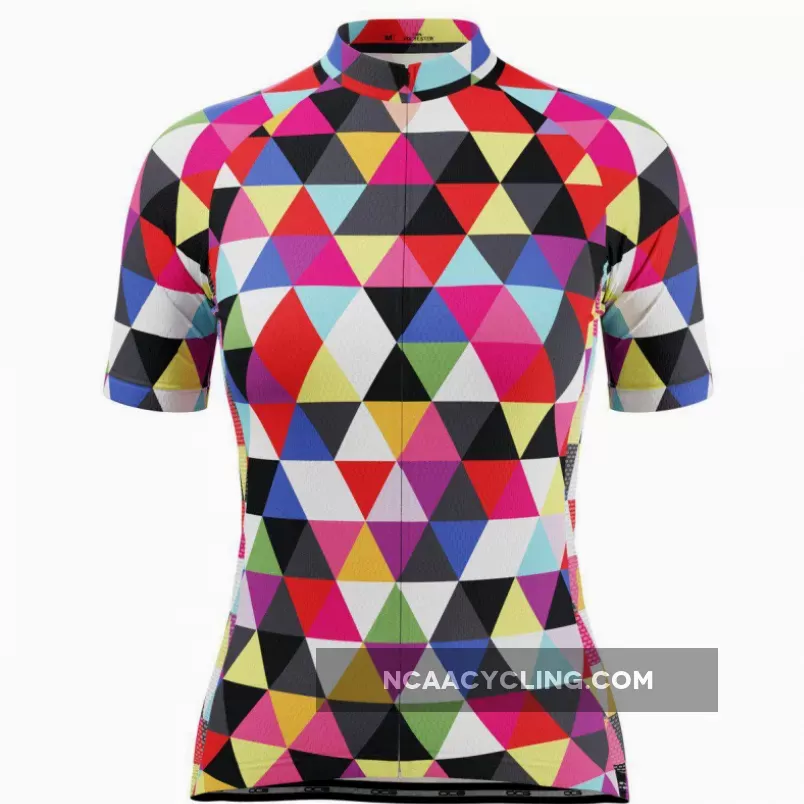 Women's High Viz Color Triangles Short Sleeve Cycling Jersey