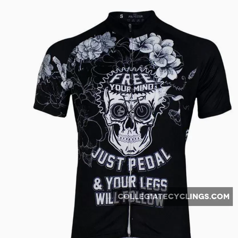 Men's Free Your Mind Just Pedal Black Cycling Jersey Online