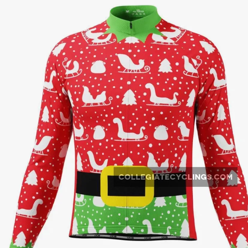 Men's Christmas Elf Long Sleeve Cycling Jersey For Sale