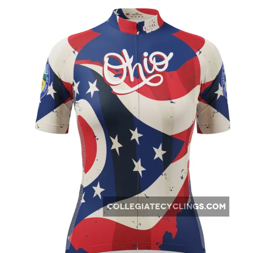 Women's Ohio Flag USA State Short Sleeve Cycling Jersey / Ohio State Cycling Jersey