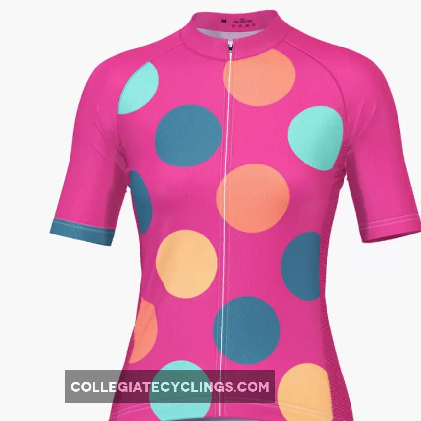 Women's Bold Polka Dot Pink Cycling Jersey Discount