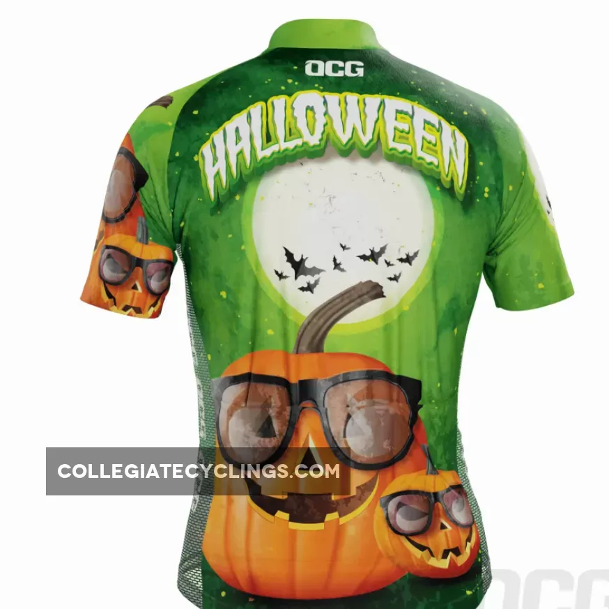 Men's Halloween Pumpkin Glasses Short Sleeve Cycling Jersey For Sale