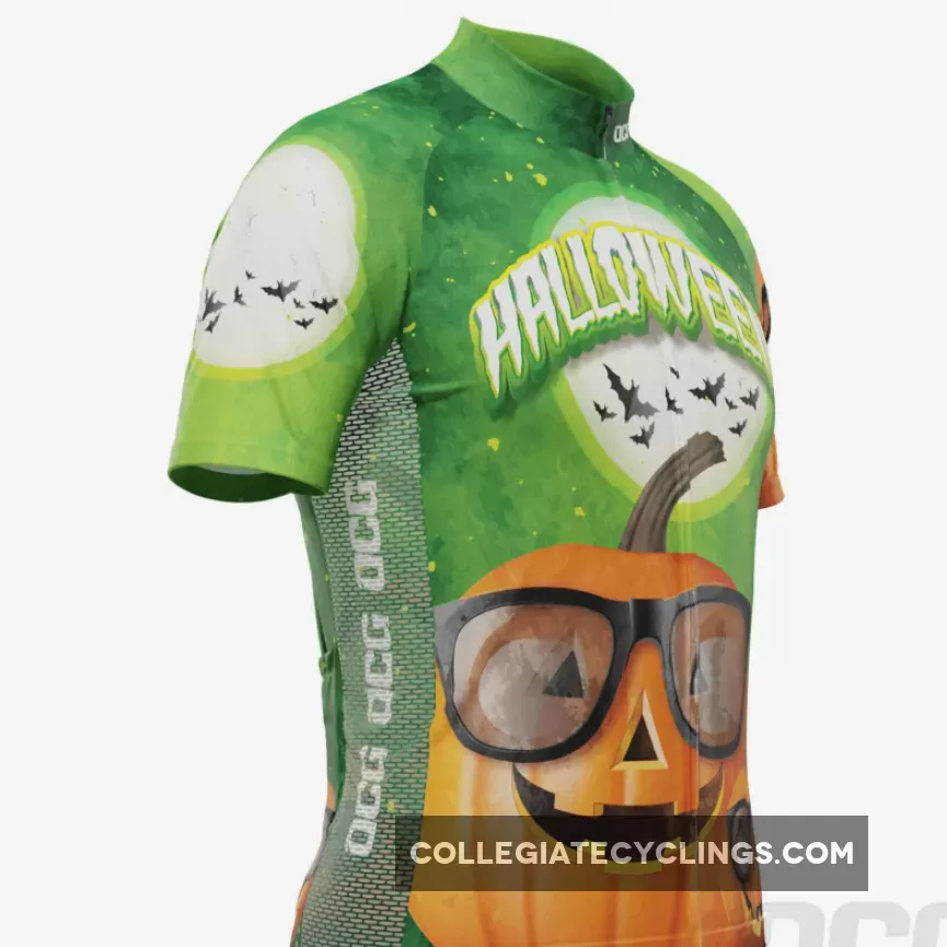 Men's Halloween Pumpkin Glasses Short Sleeve Cycling Jersey For Sale