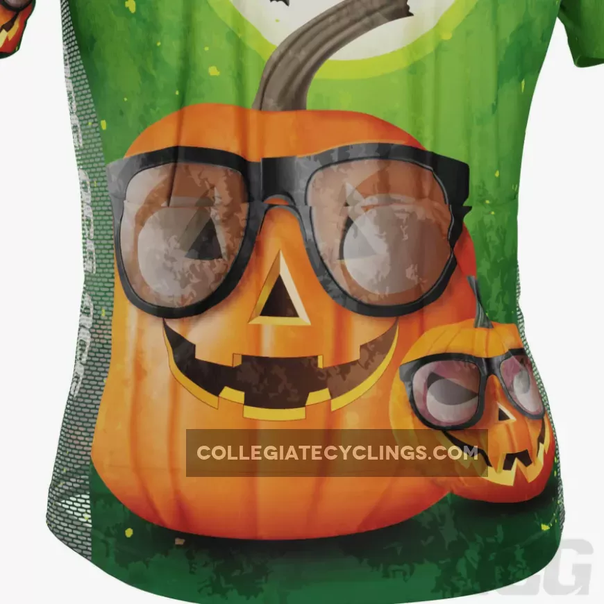 Men's Halloween Pumpkin Glasses Short Sleeve Cycling Jersey For Sale
