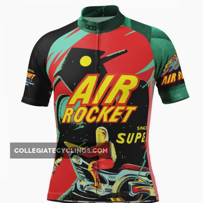 Men's Space Air Rocket Retro Short Sleeve Cycling Jersey - rocket vintage