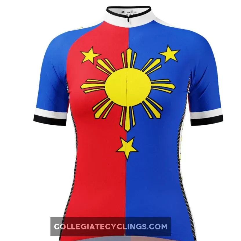 Women's Philippines Flag Pilipinas Short Sleeve Cycling Jersey / pilipinas jersey