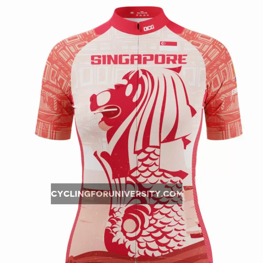 Women's Singapore Merlion Lion Short Sleeve Cycling Jersey