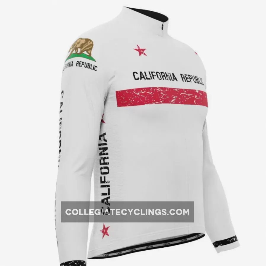 Men's California Republic Flag Long Sleeve Cycling Jersey / men's long sleeve cycling jacket