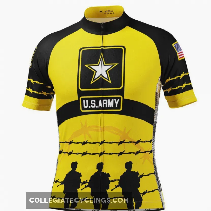 Army Cycling Jersey - Men's USA Army Troops Barbed Wire Short Sleeve Cycling Jersey