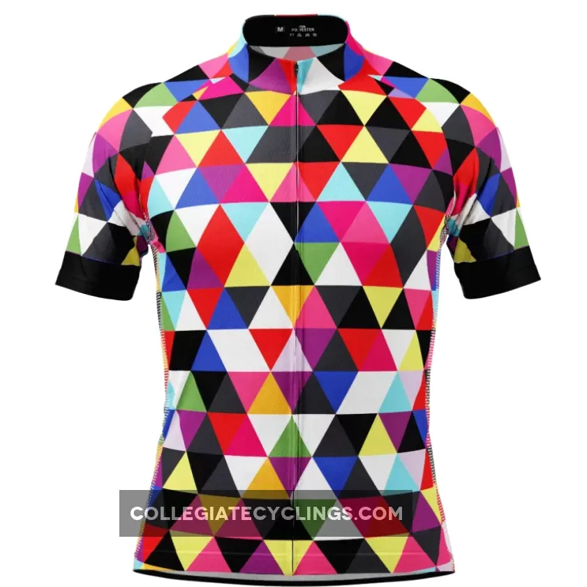 Men's High Viz Color Triangles Short Sleeve Cycling Jersey For Sale