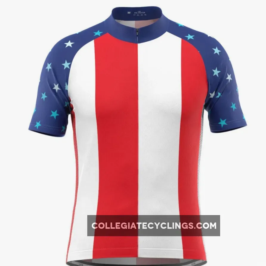 Men's USA American Flag Short Sleeve Cycling Jersey American Flag Jersey