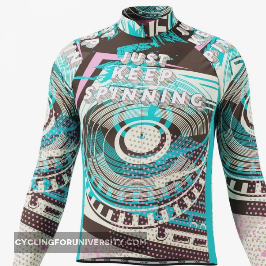 Men's Just Keep Spinning DJ Long Sleeve Cycling Jersey