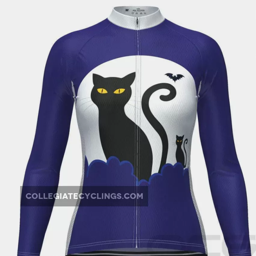 Women's Black Cat Long Sleeve Cycling Jersey Online