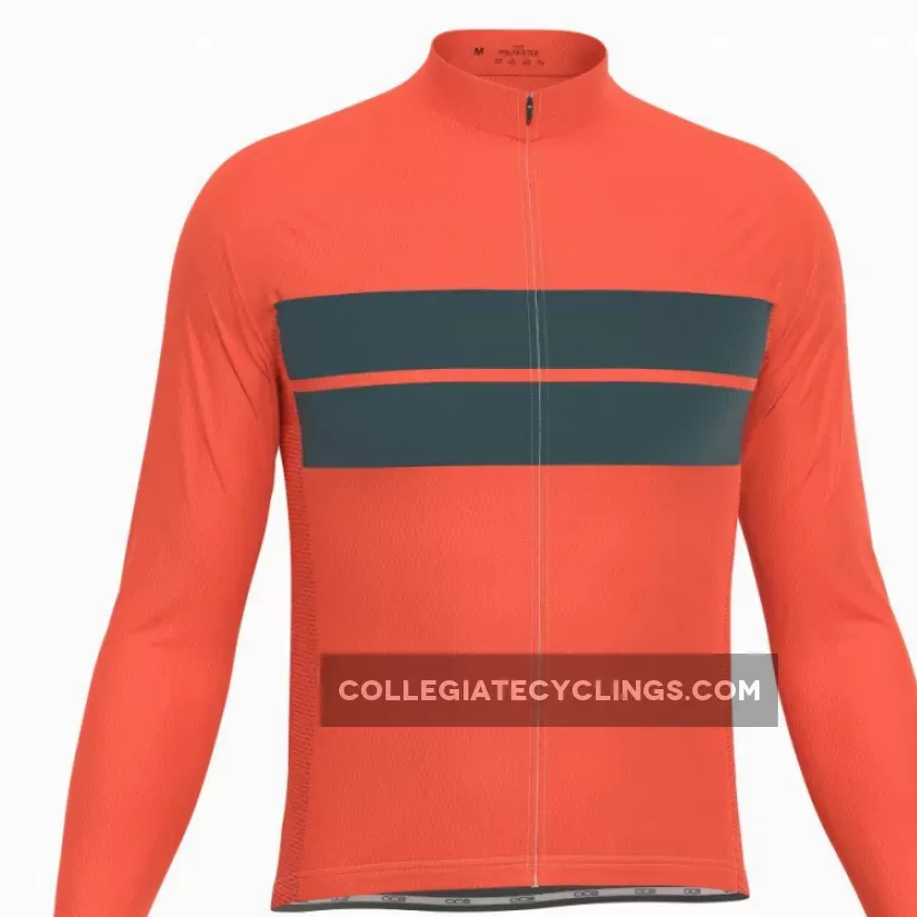 36.5 Cycling - Men's Retro Two Stripe Orange Long Sleeve Cycling Jersey