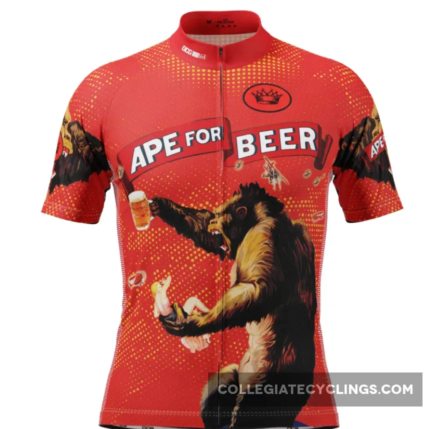 Men's King Kong Ape For Beer Short Sleeve Cycling Jersey