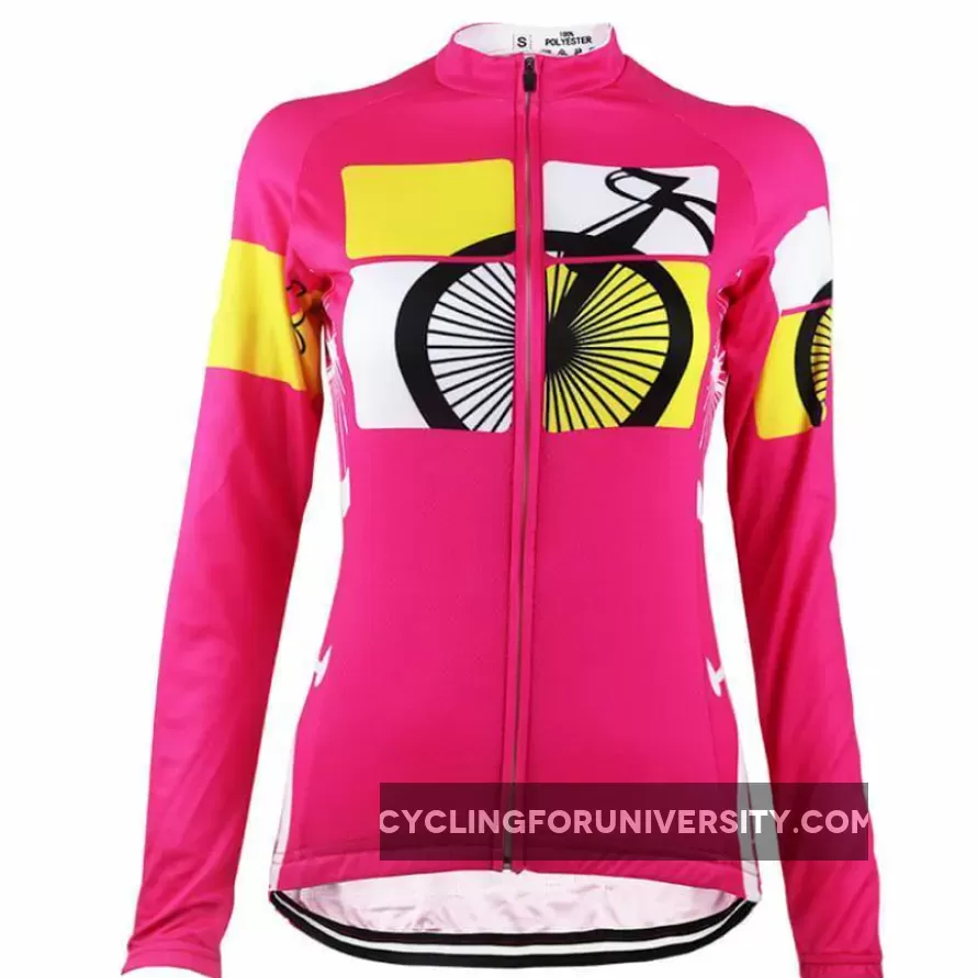 Women's Born to Ride Long Sleeve Pink Cycling Jersey
